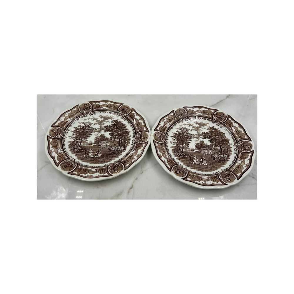 J&G Meakin Americana Style House Ironstone Brown Transferware Dinner Plates 2